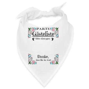 Party Gästeliste - Bandana - Weiß - Vorne