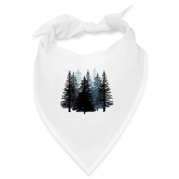Wald Schwarz weiß Wildnis Natur Tannen Tanne - Bandana - Weiß - Vorne