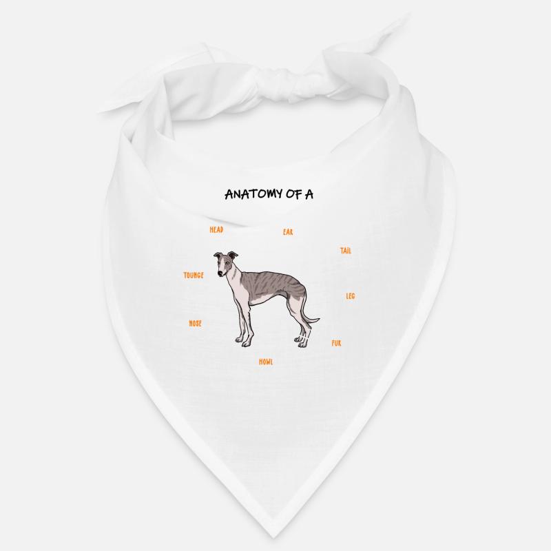 Whippet Anatomie Hunde Geschenk - Bandana - Weiß