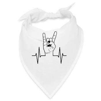 Rock Handzeichen Puls Herzschlag Linie Geschenk - Bandana - Weiß - Vorne