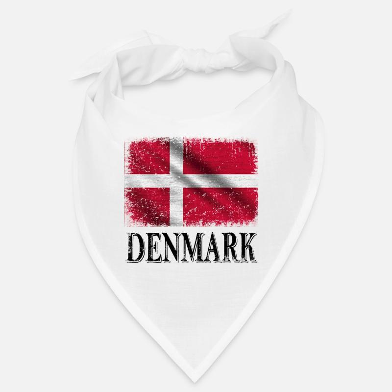 Danemark, drapeau du Danemark - Bandana - blanc