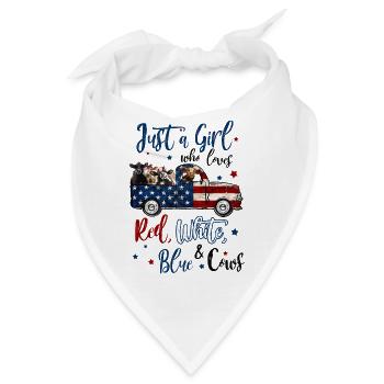 Just A Girl Who Loves Red White Blue And Cows - Bandana - Weiß - Vorne