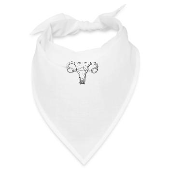 Gebärmutter - one line drawing - Bandana - Weiß - Vorne