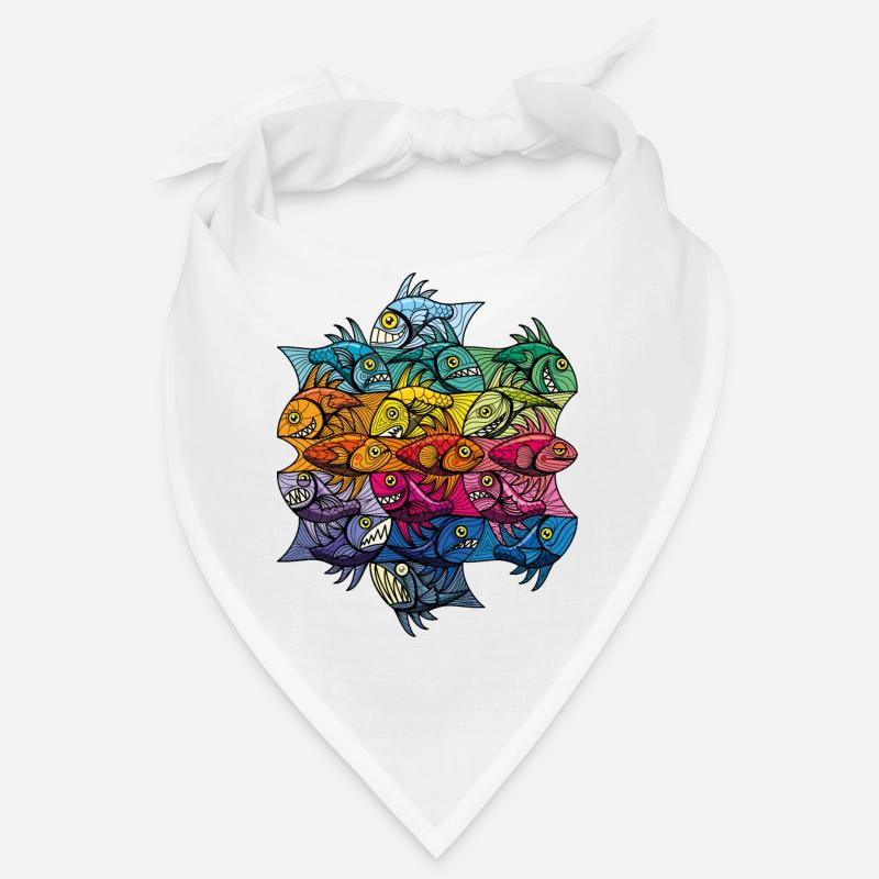 Escherfish style Pattern V - Bandana - Weiß