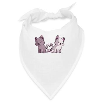 Katzenliebe – Zwei Herzen, Ein Schweif - Bandana - Weiß - Vorne