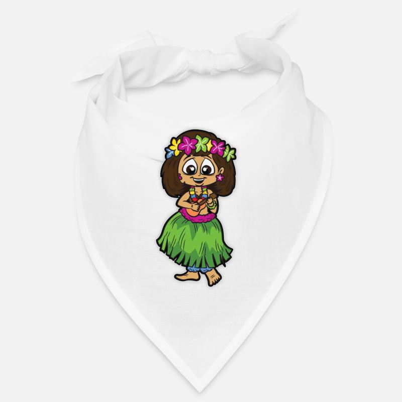 Hula Mädchen mit Bastrock Ukulele Blumenkette Bandana