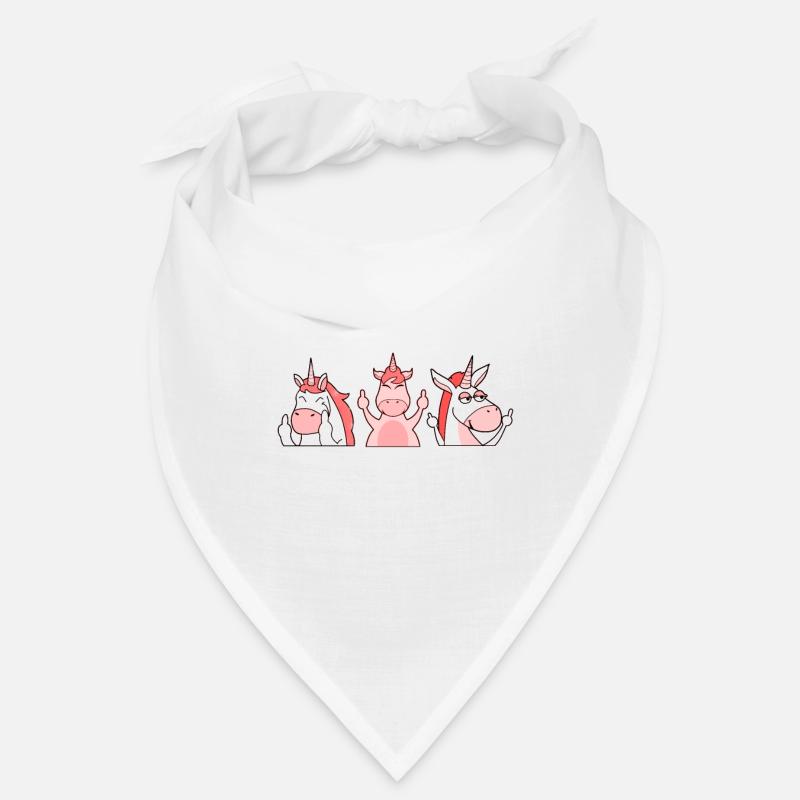 Freche Einhorn Crew Gang Mittelfinger - Bandana - Weiß