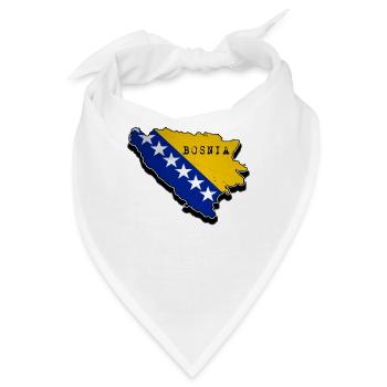 Bosnia Map, Bosnian Flag, Bosna - Bandana - Weiß - Vorne