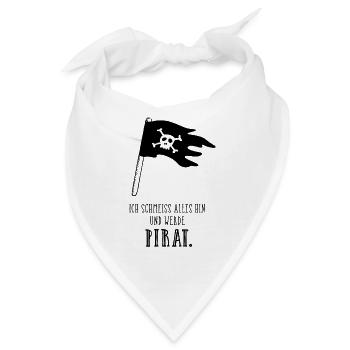 Pirat Spruch Piratenflagge Totenkopf Lustig - Bandana - Weiß - Vorne