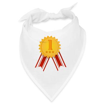 1. Platz - Sieger - Siegermedaille Größe anpassbar - Bandana - Weiß - Vorne