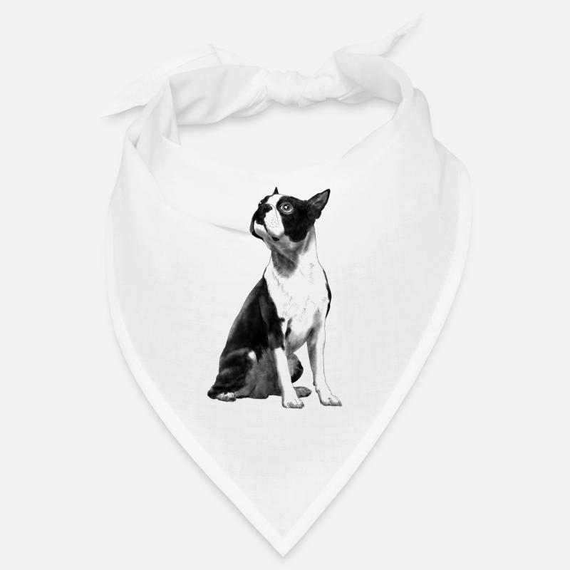 Chien du terrier de Boston assis Bandana
