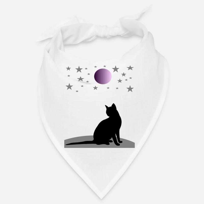 Ciel étoilé avec lune et chat Bandana