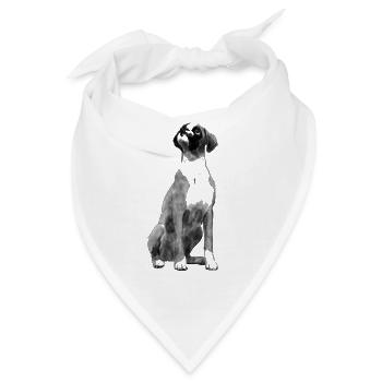 Sitzender Boxer Hund - Bandana - Weiß - Vorne