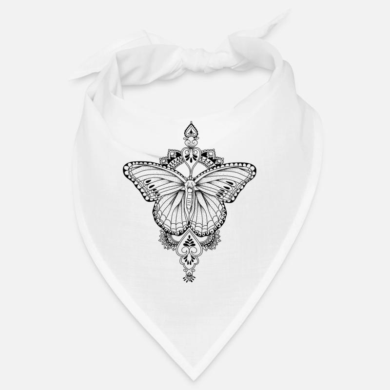 Butterfly mandala style line work Bandana