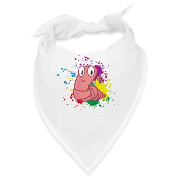Farbiger Wurm - Bandana - Weiß - Vorne