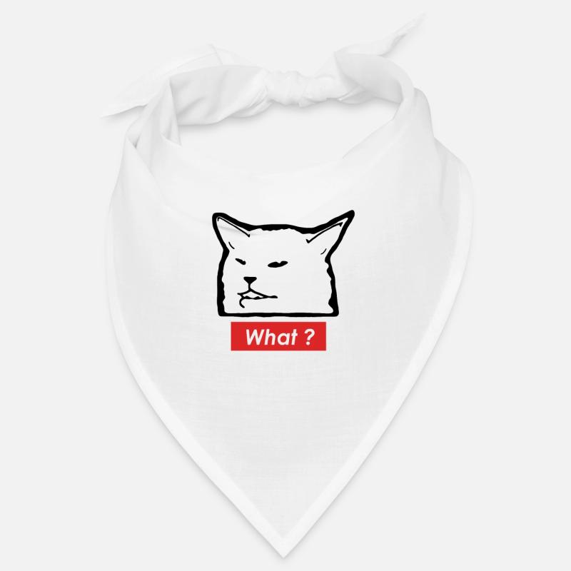 Meme-Katze „What“ – Schwarzweiß Design Bandana
