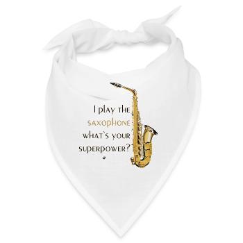 Saxophone Abbildung mit Inschrift - Bandana - Weiß - Vorne