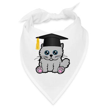 Bachelor Master Studium Abschluss Katze Mieze - Bandana - Weiß - Vorne