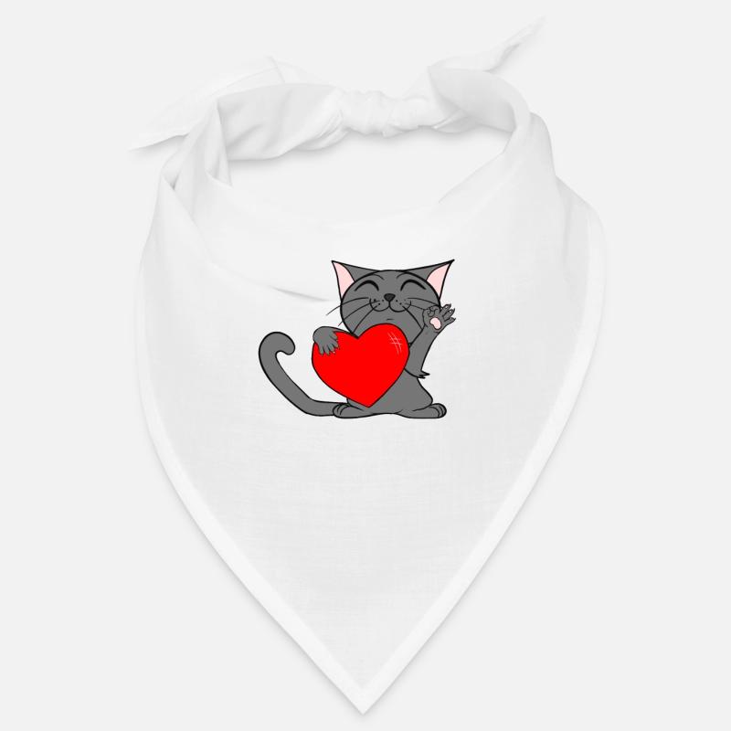 Chat avec coeur Bandana