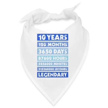 10 Jahre Geburtstag, Jubiläum, Firma, privat - Bandana - Weiß - Vorne