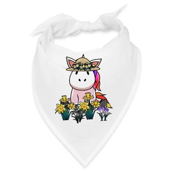 Einhorn Fabelwesen Sommer Blumen Fantasy Botanik - Bandana - Weiß - Vorne