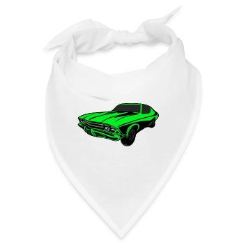 Neongrüner Rennwagen - Bandana - Weiß - Vorne