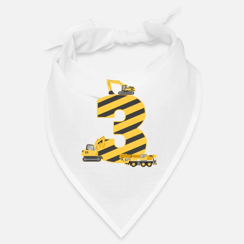3rd birthday excavator construction site yellow gift Bandana