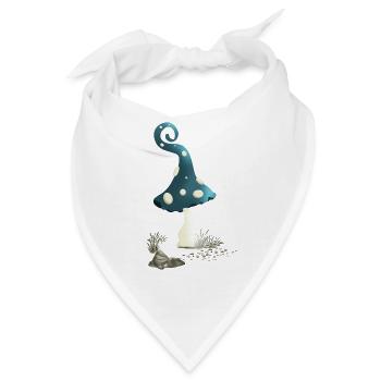 Magischer Pilz mit Wichtel Haube - Bandana - Weiß - Vorne