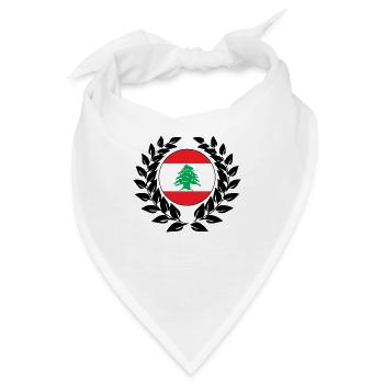Libanon libanesisch Flagge Fahne Lorbeerkranz - Bandana - Weiß - Vorne