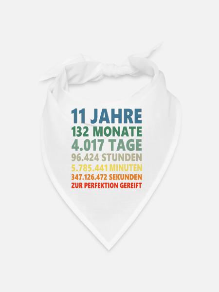 11. Geburtstag 11 Jahre 11ter Geburtstagsgeschenk - Bandana - Weiß