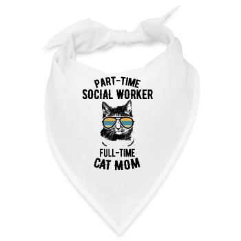 Teilzeit Katze Mutter Sozialarbeiter Geschenk - Bandana - Weiß - Vorne