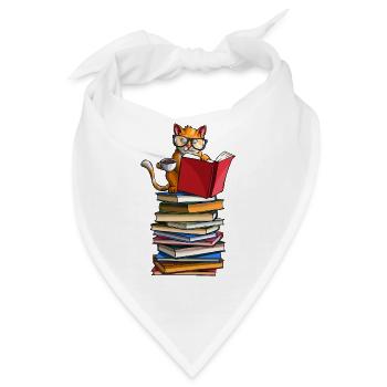 Süße Katzen, Bücher und Tee Lustige Bibliophile Kitty L. - Bandana - Weiß - Vorne