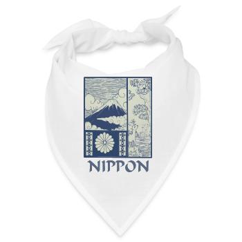 Nippon Japan Japanische Kunst Fuji Kirschblüten - Bandana - Weiß - Vorne