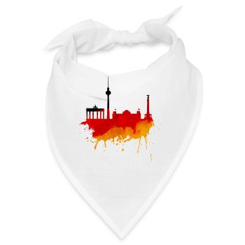 Berlin Skyline Deutschland Flagge Deutsche Fahne - Bandana - Weiß - Vorne