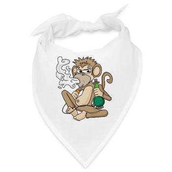 Shisha Wasserpfeife Rauchender Affe - Bandana - Weiß - Vorne