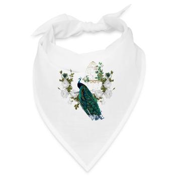 Wunderbarer Pfau, Weinlese - Bandana - Weiß - Vorne