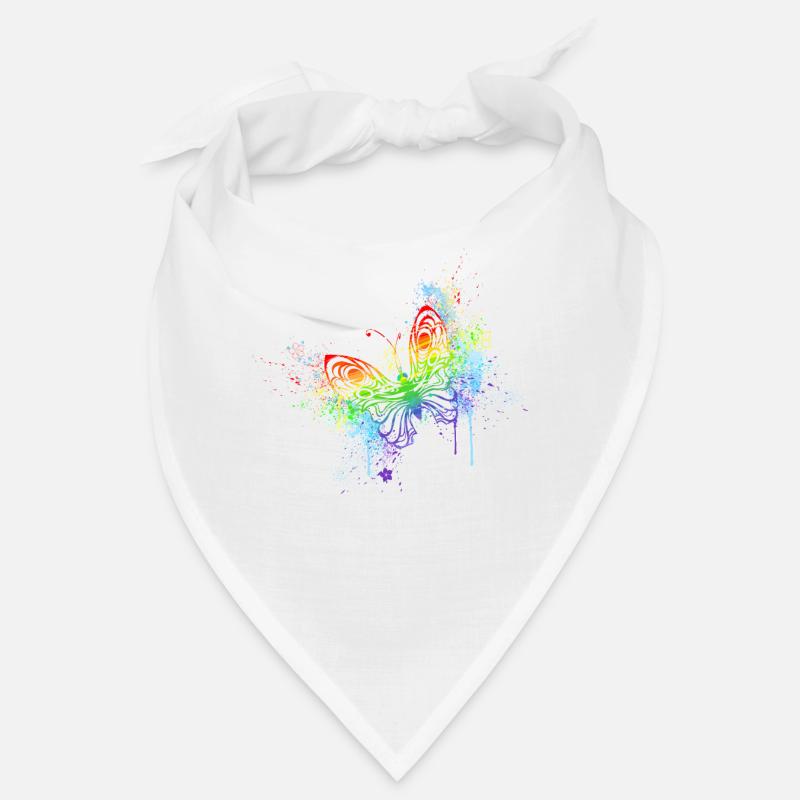 Papillon arc-en-ciel - Bandana - blanc