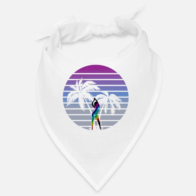 synth wave babe 80s miami style palms Bandana