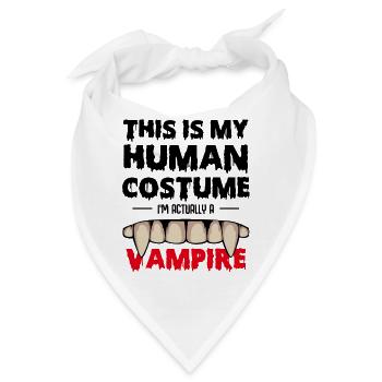 Vampirzähne mit Blutrot Schrift - Bandana - Weiß - Vorne