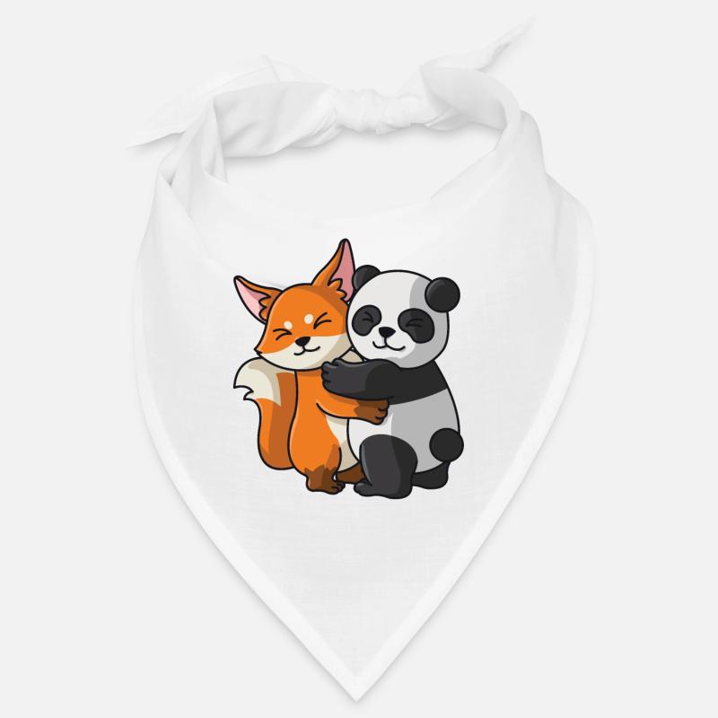 Fuchs mit Panda Liebe süßes niedliche Tiere - Bandana - Weiß