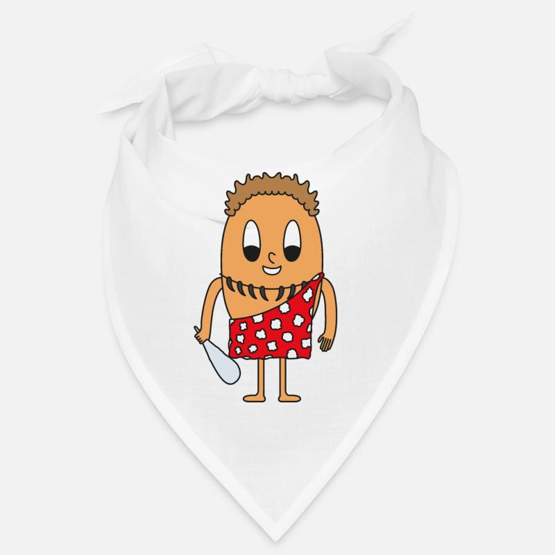 Steinzeitmann Ei - Bandana - Weiß