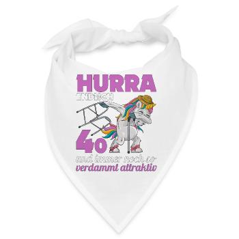 40. Geburtstag 40 Jahre Einhorn mit Rollator Stock - Bandana - Weiß - Vorne
