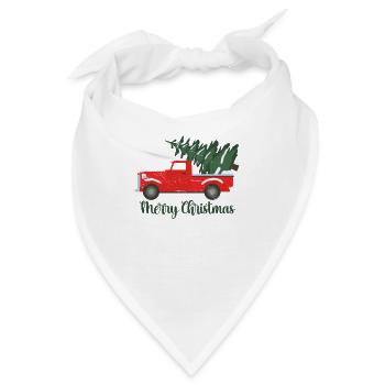 Vintage Retro Pickup mit Christbaum Baum schlagen - Bandana - Weiß - Vorne