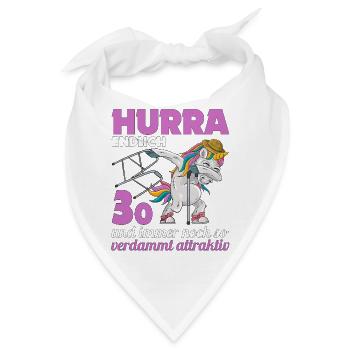 30. Geburtstag 30 Jahre Einhorn mit Rollator Stock - Bandana - Weiß - Vorne