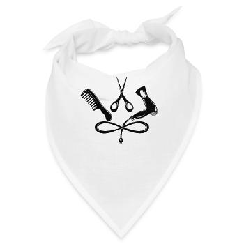 Friseur Friseure Salon Kamm, Schere, Föhn - Bandana - Weiß - Vorne