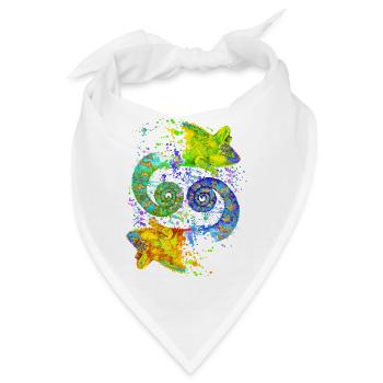 Farbenfrohes Yin-Yang-Chamäleon – Harmonie - Bandana - Weiß - Vorne
