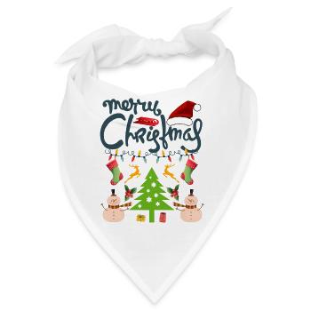 Frohe Weihnachten, Frohe Weihnachten, Frohe Weihnachten - Bandana - Weiß - Vorne