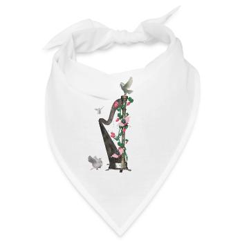 Wunderbare Harfe mit Taube - Bandana - Weiß - Vorne