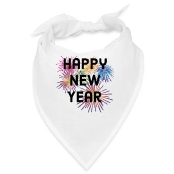 Frohes Neues Jahr, Frohes Neues Jahr, Neues Jahr, Neues Jahr - Bandana - Weiß - Vorne
