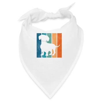 Dackel Dachshund Hund Teckel Retro Geschenk - Bandana - Weiß - Vorne
